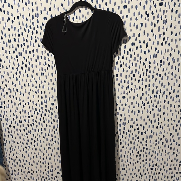 PinkBlush Black Draped Maternity/Nursing Maxi Dress - Picture 2 of 3